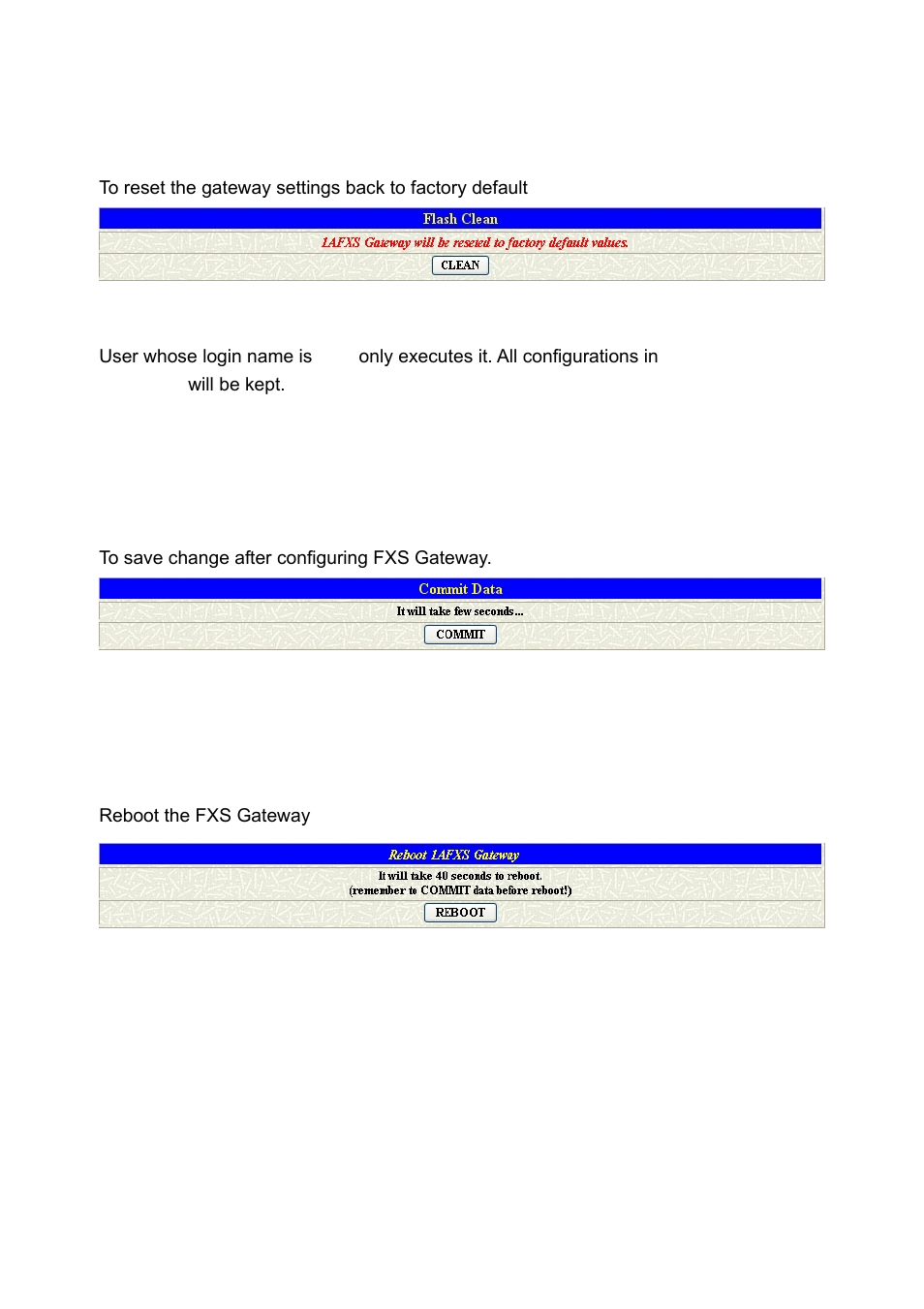 Flash clean, Commit data, Reboot system | Lash, Lean, Ommit, Eboot, Ystem | MicroNet Technology SP5001A/S User Manual | Page 61 / 87