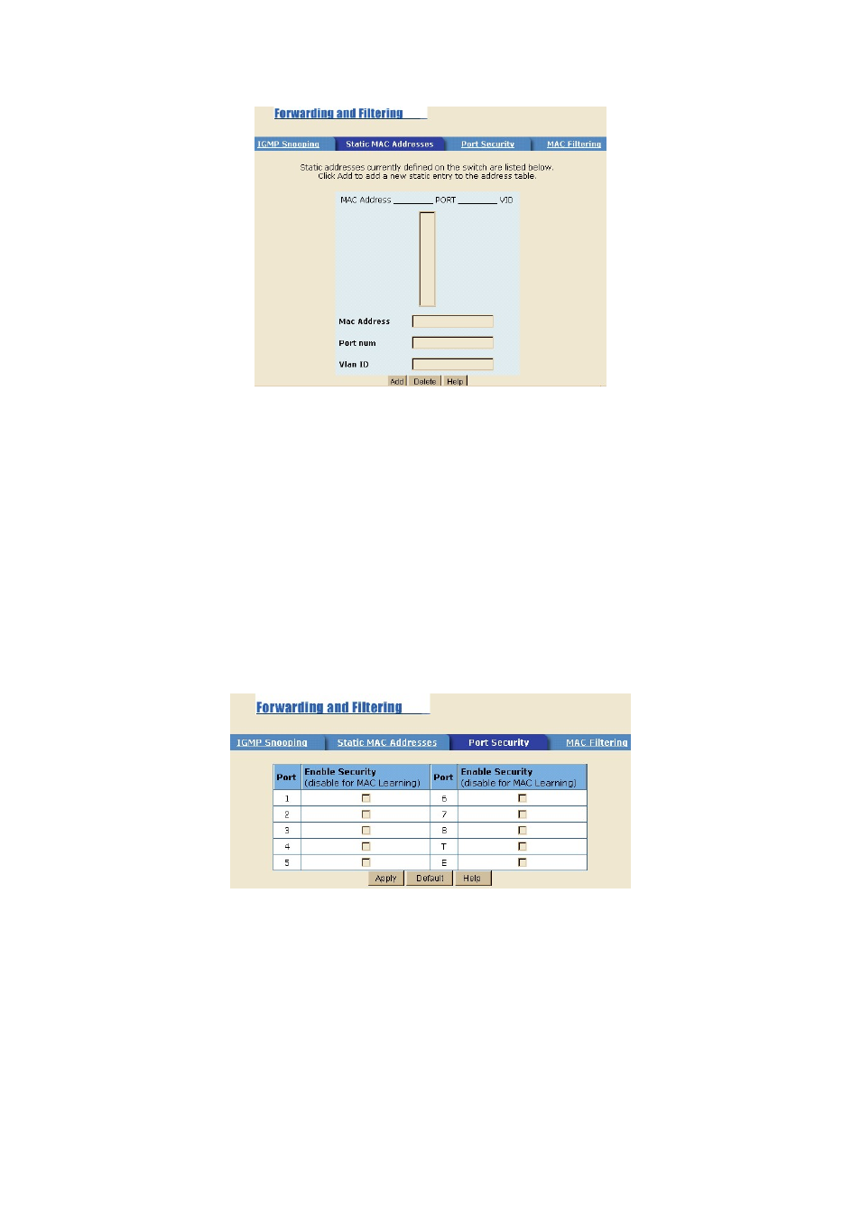 3 port security, 4 mac filtering | MicroNet Technology SP3508A User Manual | Page 27 / 52