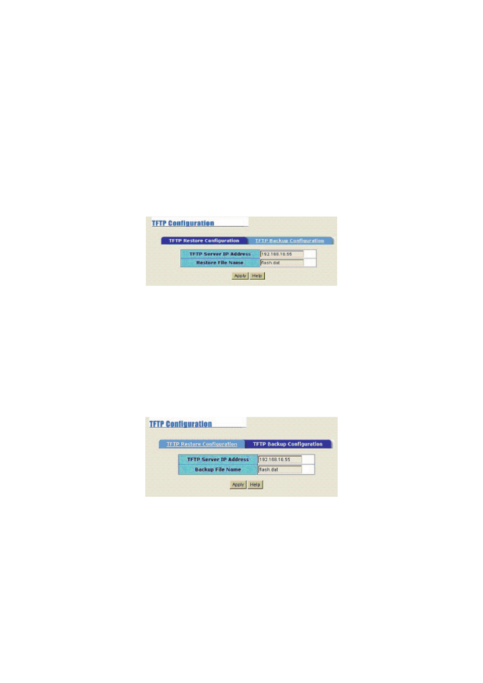 16 configuration backup, 1 tftp restore configuration, 2 tftp backup configuration | MicroNet Technology SP3508A User Manual | Page 38 / 52