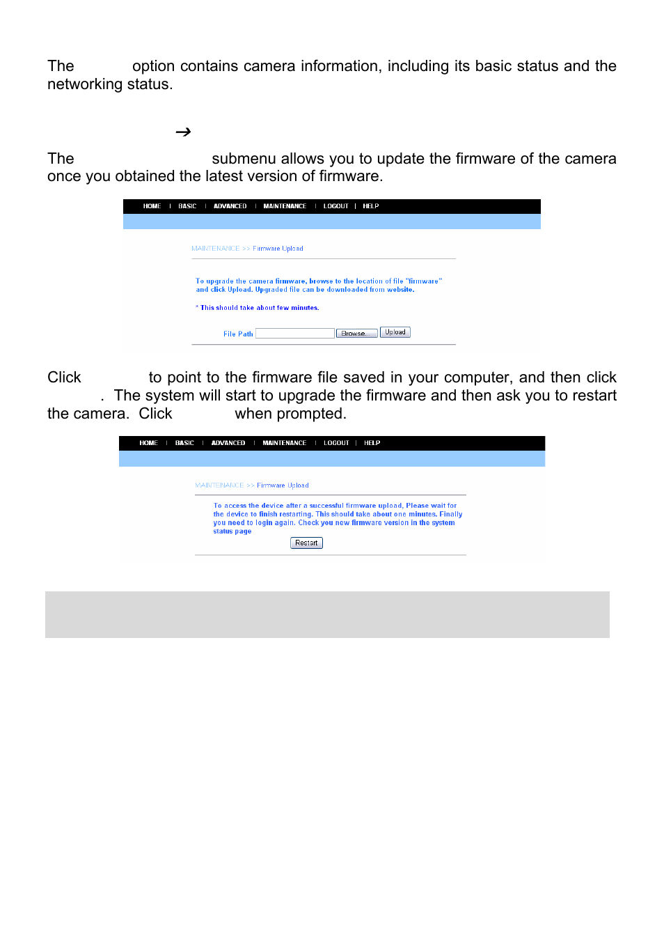 Maintenance, Firmware upload | MicroNet Technology SP5530 User Manual | Page 32 / 67