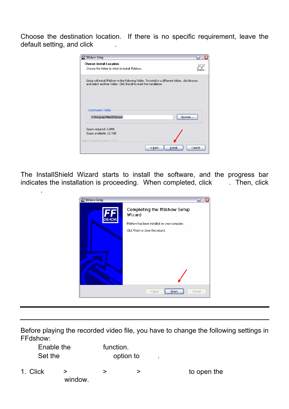 Configuration of ffdshow | MicroNet Technology SP5530 User Manual | Page 36 / 67