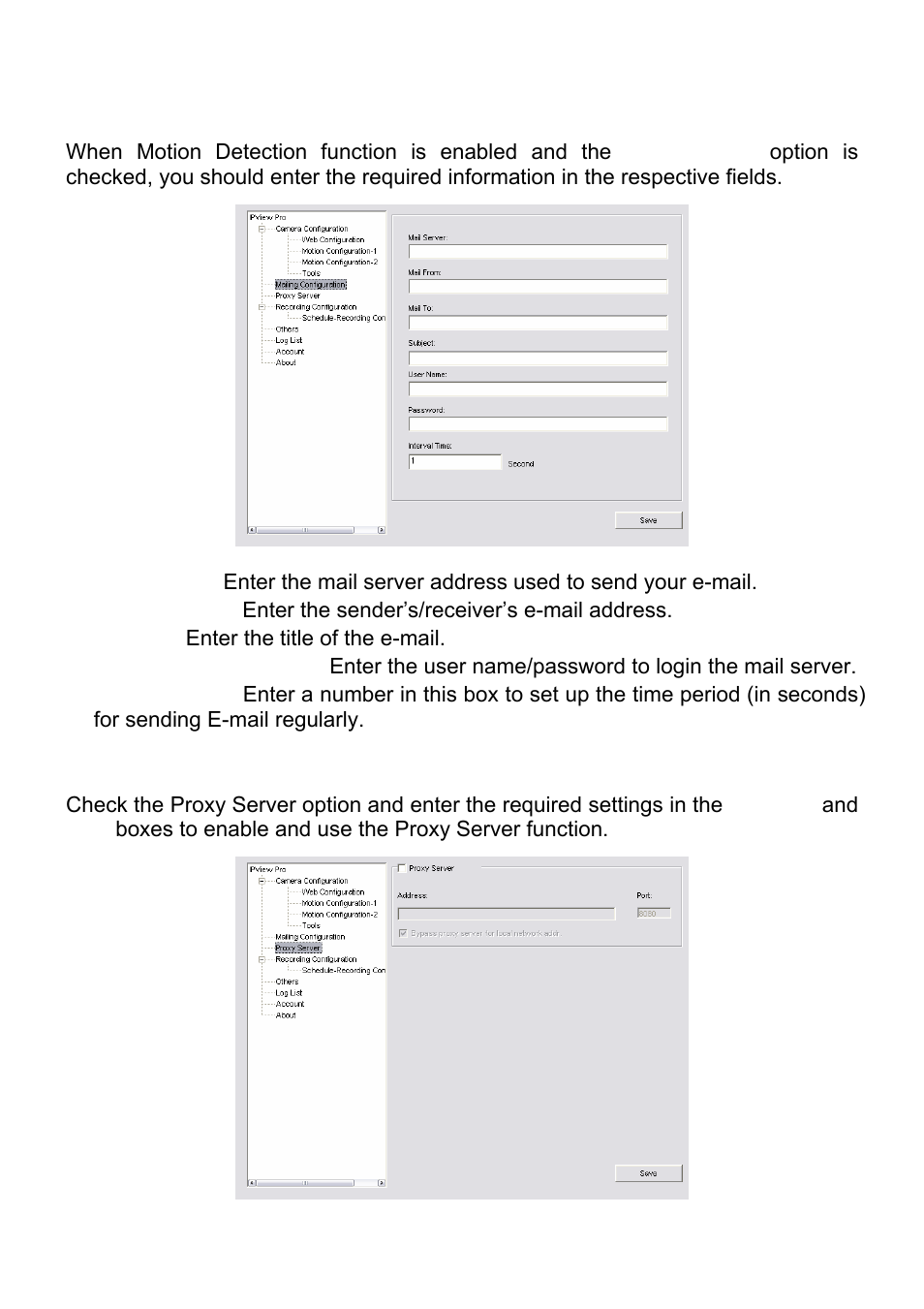 Mailing configuration, Proxy server | MicroNet Technology SP5530 User Manual | Page 51 / 67