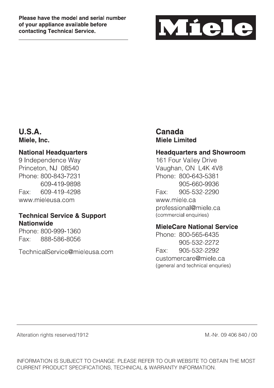 Miele S 4002 User Manual | Page 40 / 40