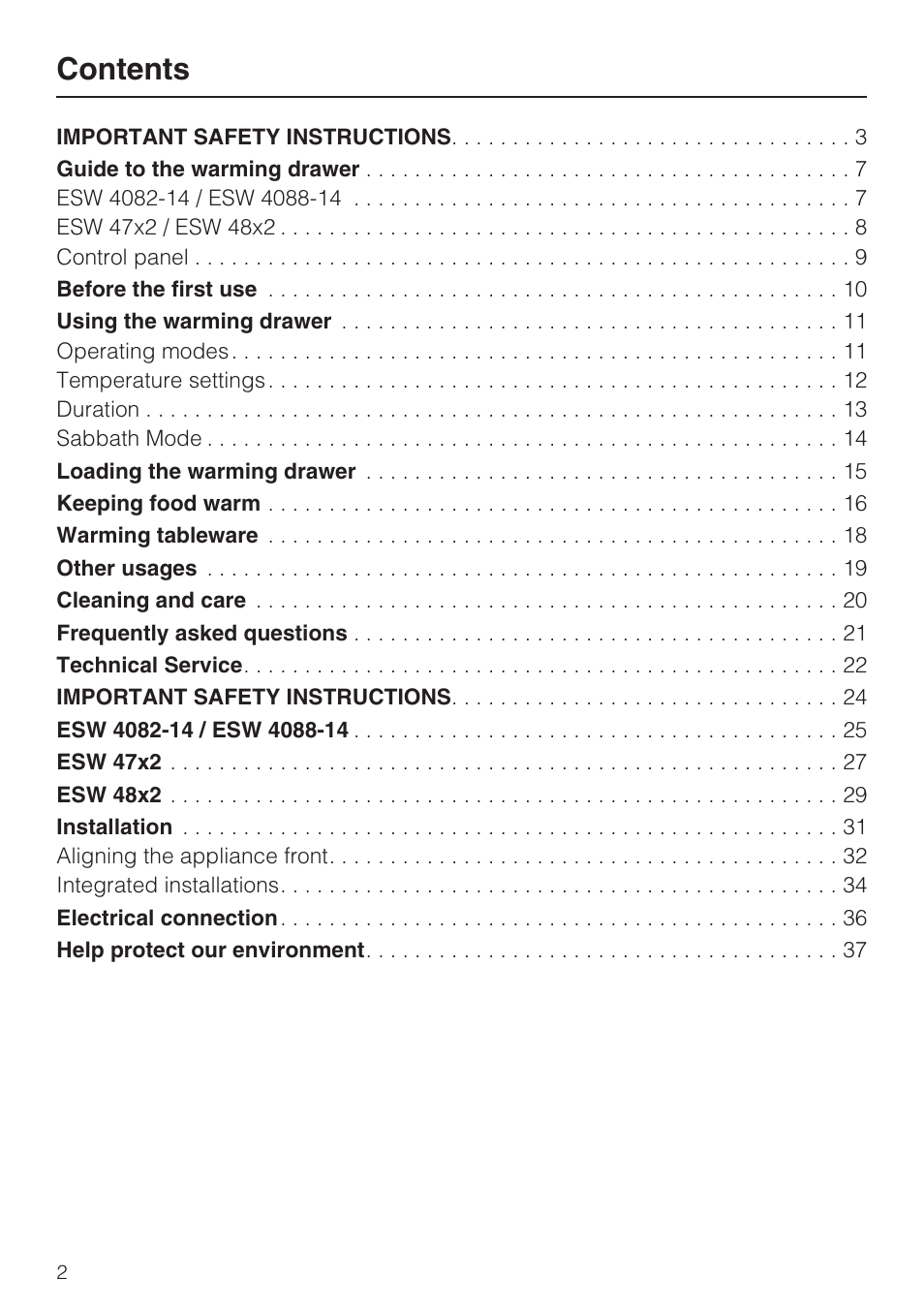 Miele ESW 4088-14 User Manual | Page 2 / 40