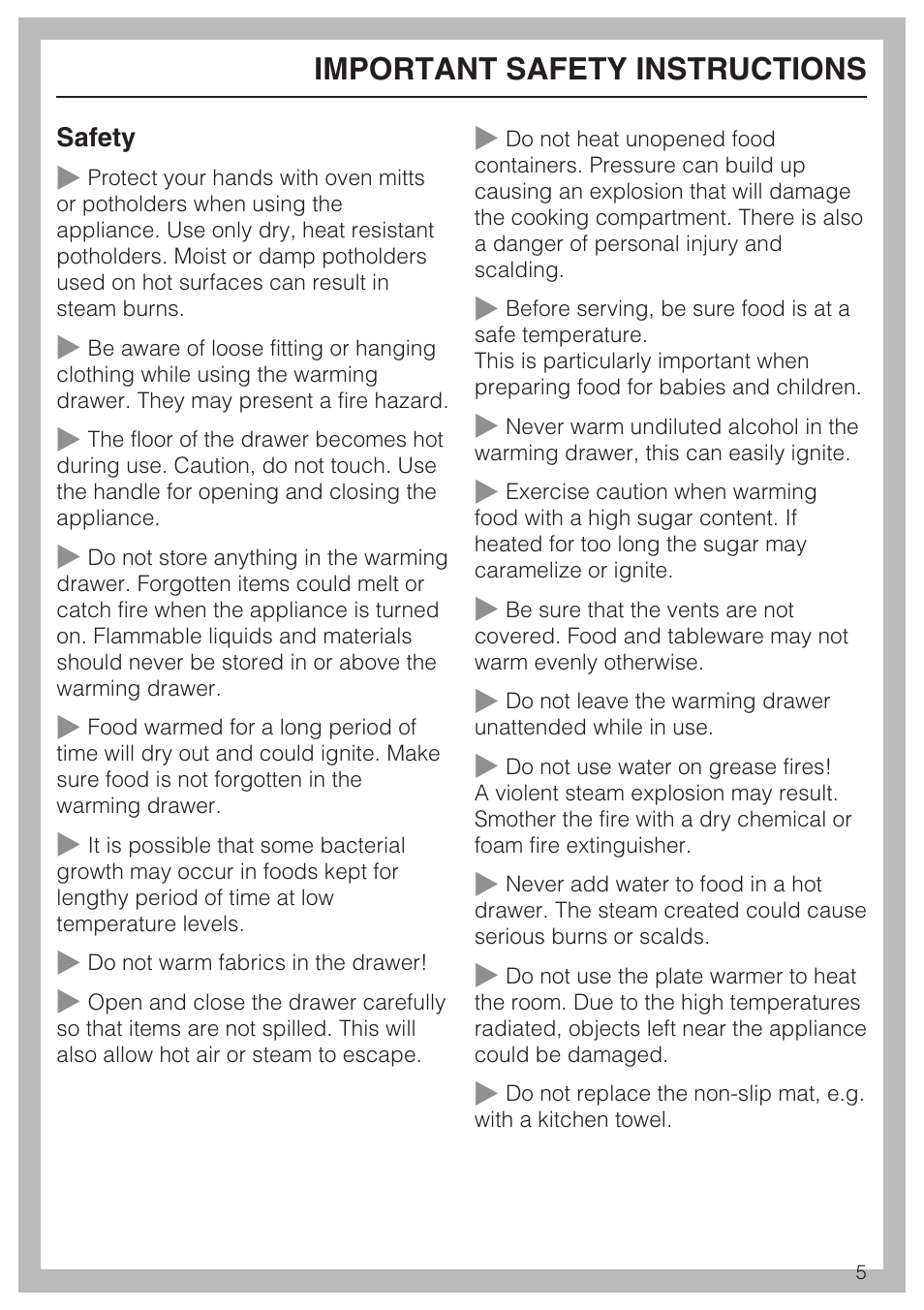 Important safety instructions | Miele ESW 4088-14 User Manual | Page 5 / 40