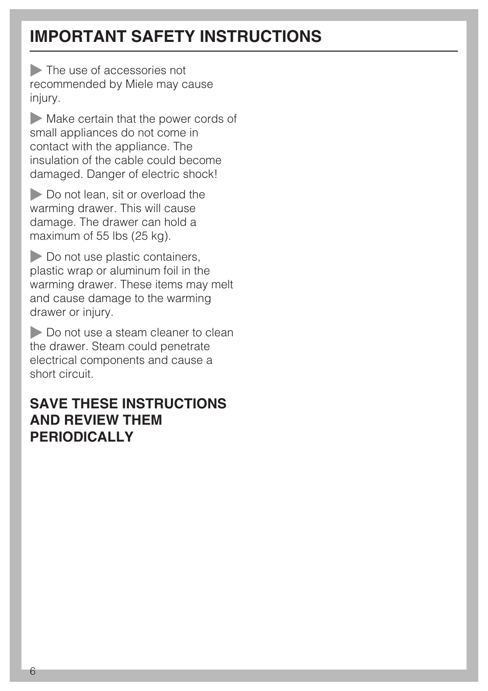Important safety instructions | Miele ESW 4088-14 User Manual | Page 6 / 40