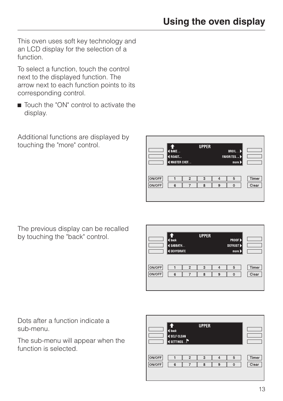 Using the oven display 13, Using the oven display | Miele H398BP2 User Manual | Page 13 / 84