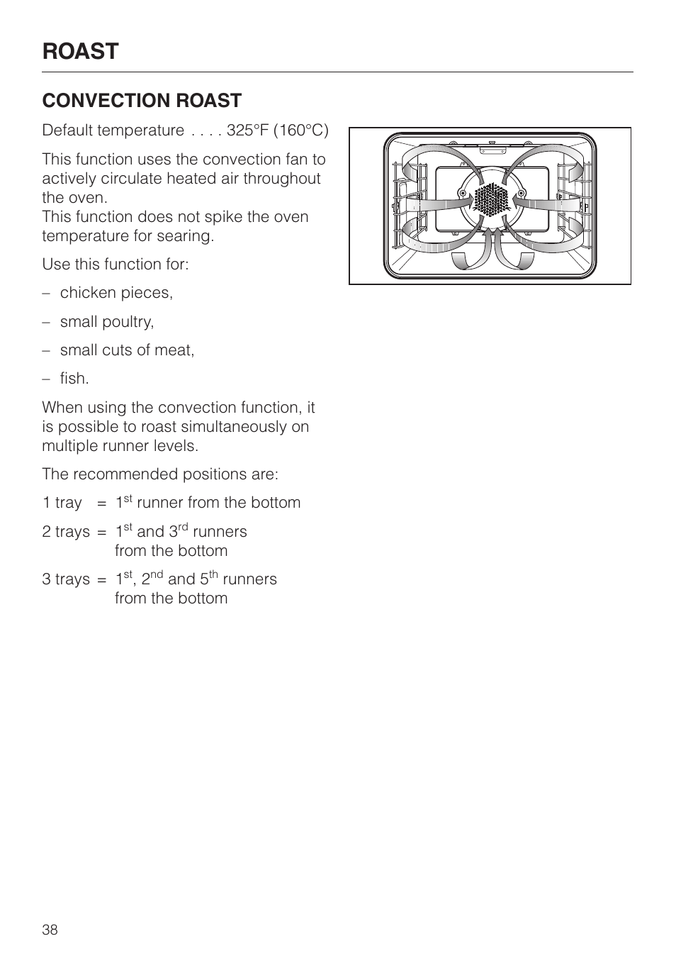 Roast, Convection roast | Miele H398BP2 User Manual | Page 38 / 84