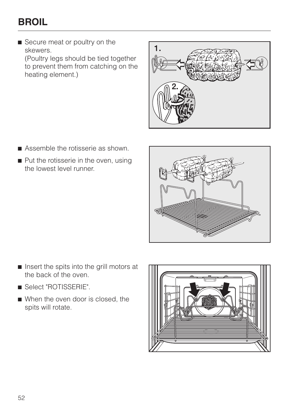 Broil | Miele H398BP2 User Manual | Page 52 / 84