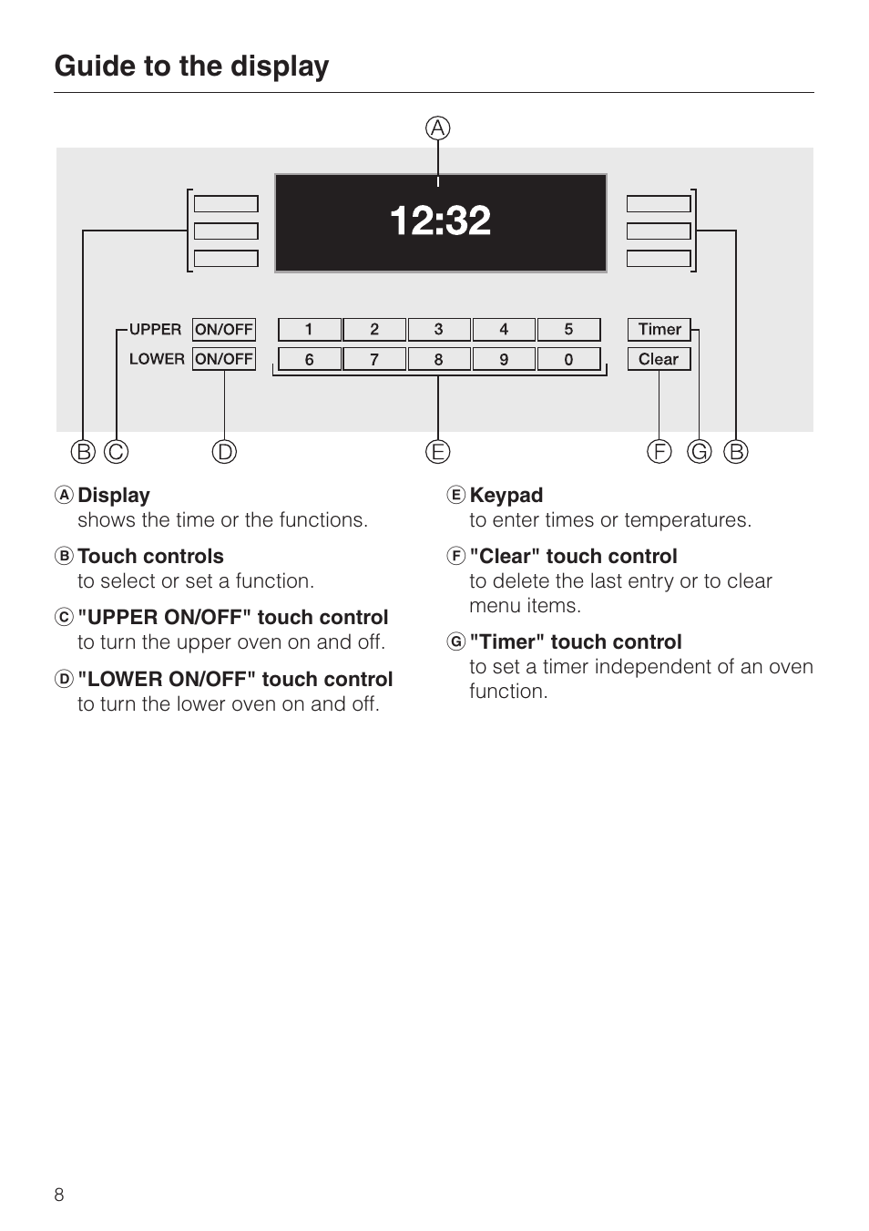 Guide to the display 8, Guide to the display | Miele H398BP2 User Manual | Page 8 / 84