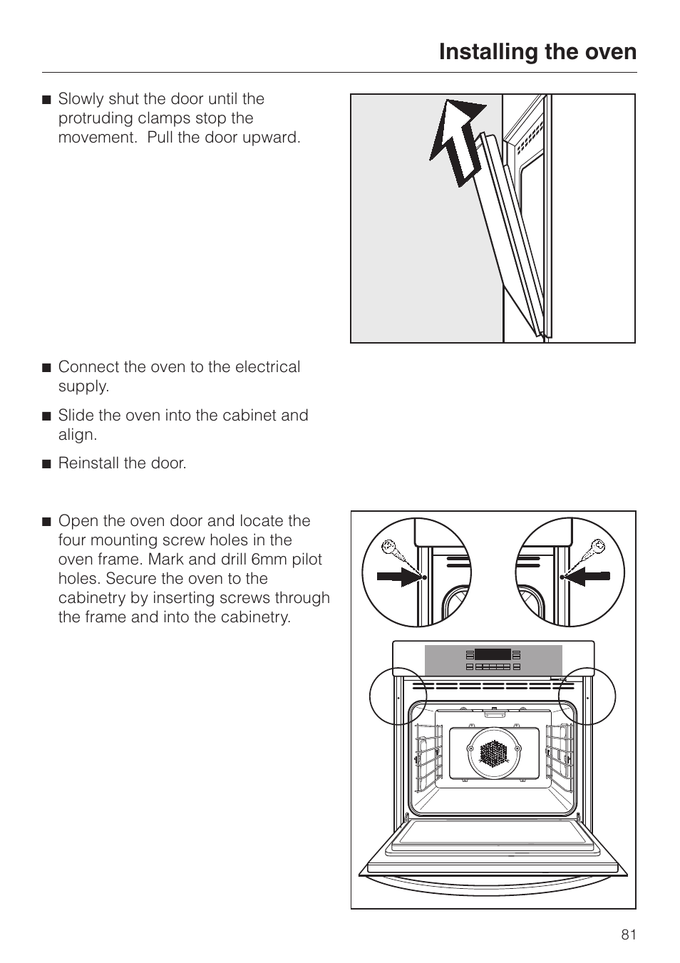Installing the oven | Miele H398BP2 User Manual | Page 81 / 84