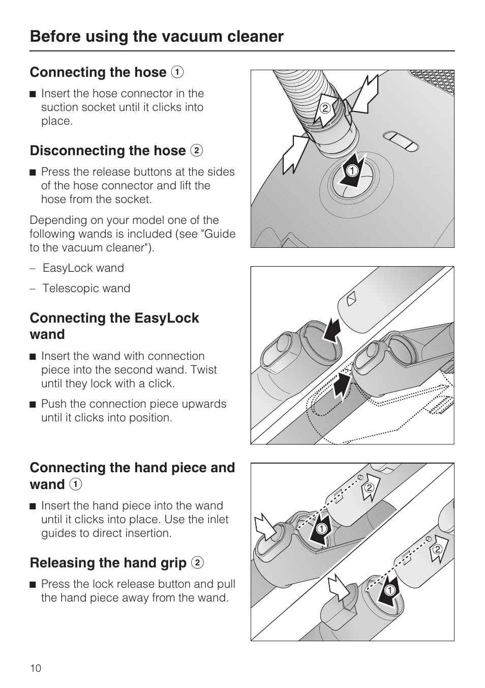 Before using the vacuum cleaner | Miele Olympus S 2000 User Manual | Page 10 / 96