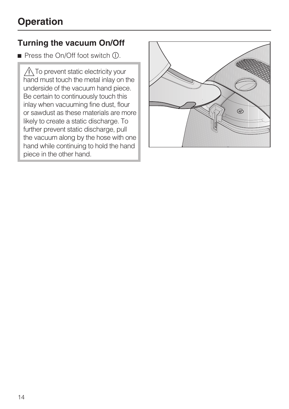 Operation | Miele Olympus S 2000 User Manual | Page 14 / 96