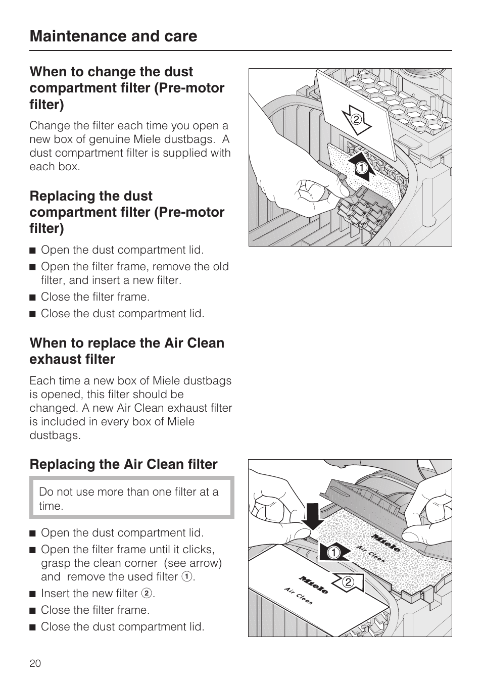 Maintenance and care | Miele Olympus S 2000 User Manual | Page 20 / 96