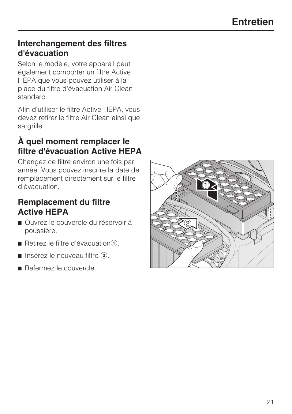 Entretien | Miele Olympus S 2000 User Manual | Page 53 / 96