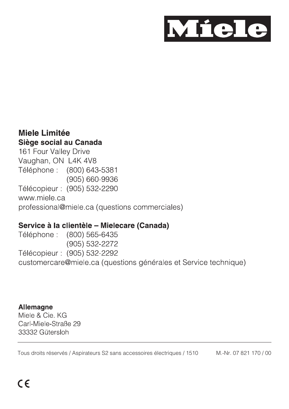 Miele Olympus S 2000 User Manual | Page 60 / 96