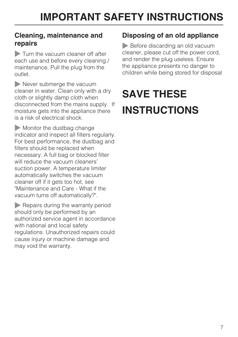 Miele Olympus S 2000 User Manual | Page 7 / 96