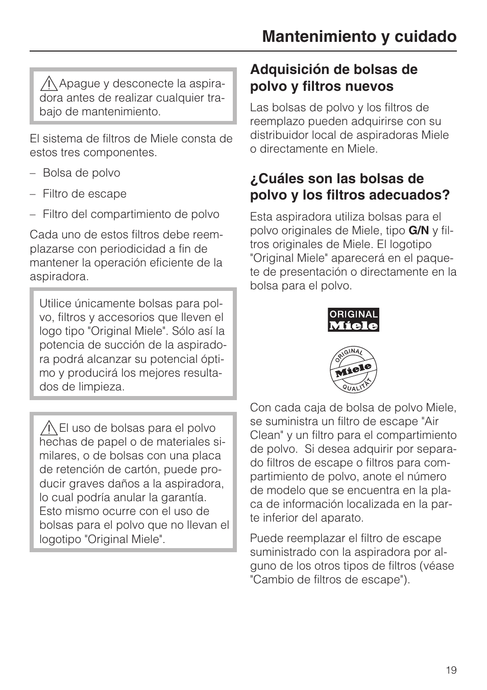 Mantenimiento y cuidado | Miele Olympus S 2000 User Manual | Page 79 / 96
