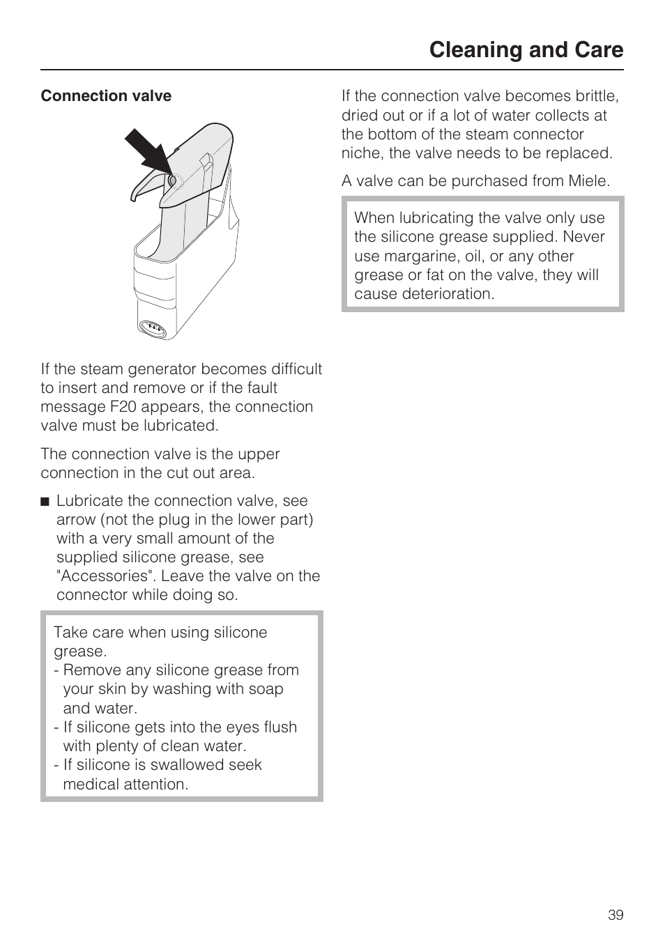 Cleaning and care | Miele DG 4088 User Manual | Page 39 / 56