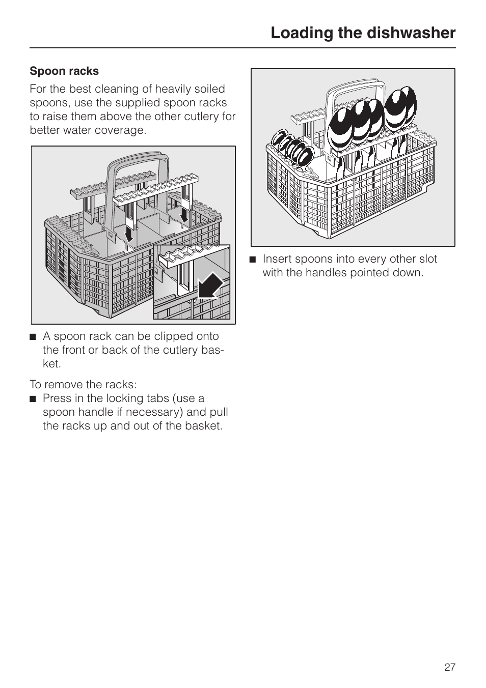 Loading the dishwasher | Miele G848 User Manual | Page 27 / 60