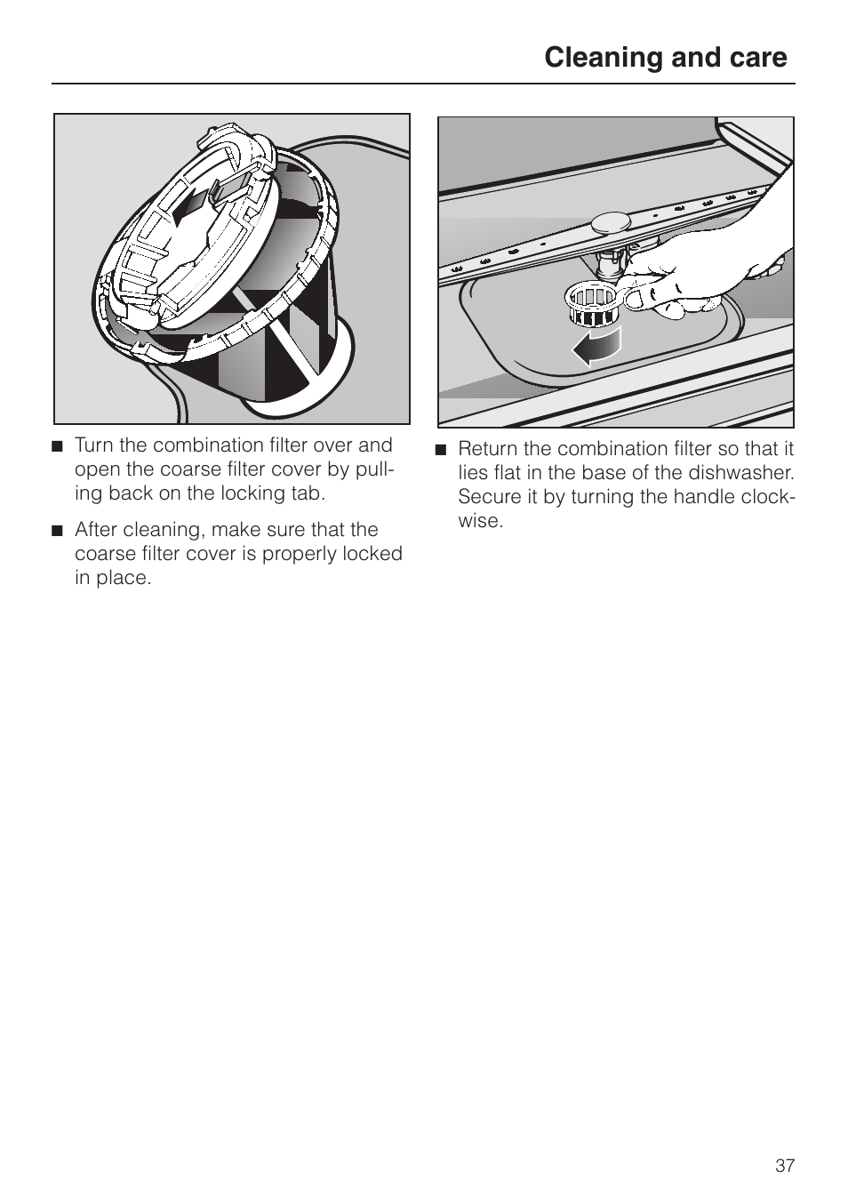 Cleaning and care | Miele G848 User Manual | Page 37 / 60