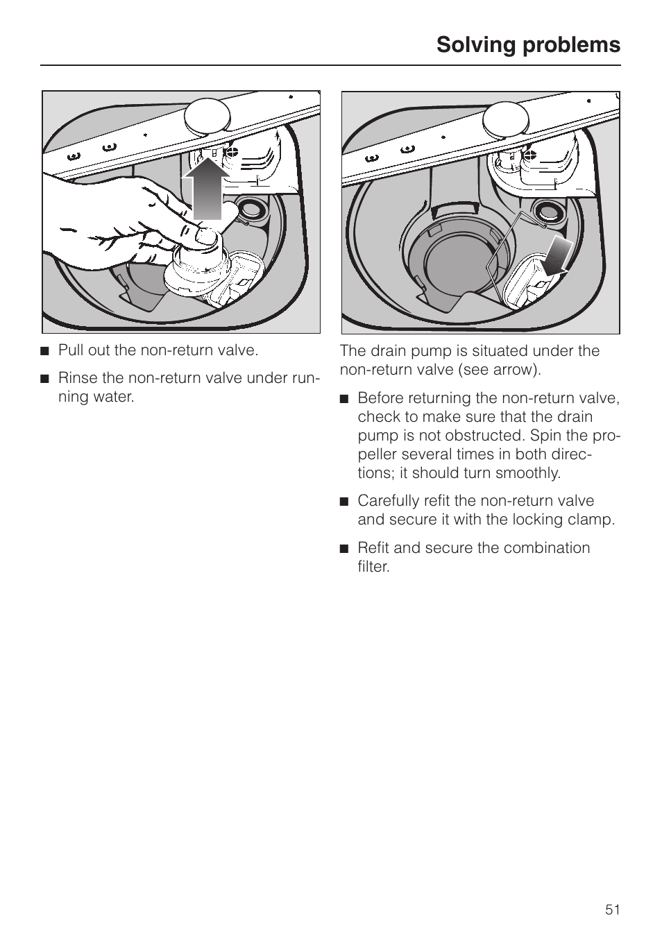 Solving problems | Miele G848 User Manual | Page 51 / 60