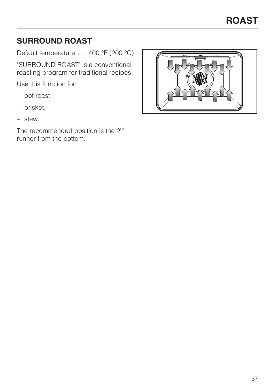 Roast, Surround roast | Miele H 4684 B User Manual | Page 37 / 76