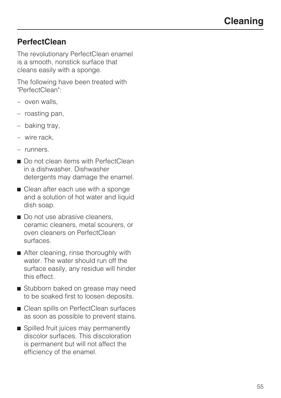 Perfectclean 55, Cleaning, Perfectclean | Miele H 4684 B User Manual | Page 55 / 76