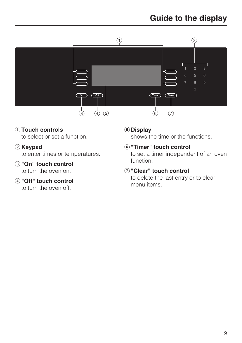 Guide to the display 9, Guide to the display | Miele H 4684 B User Manual | Page 9 / 76