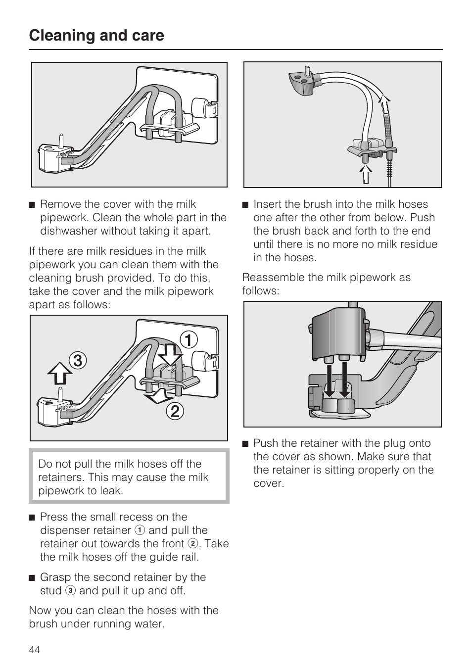Cleaning and care | Miele CVA 4066 User Manual | Page 44 / 76