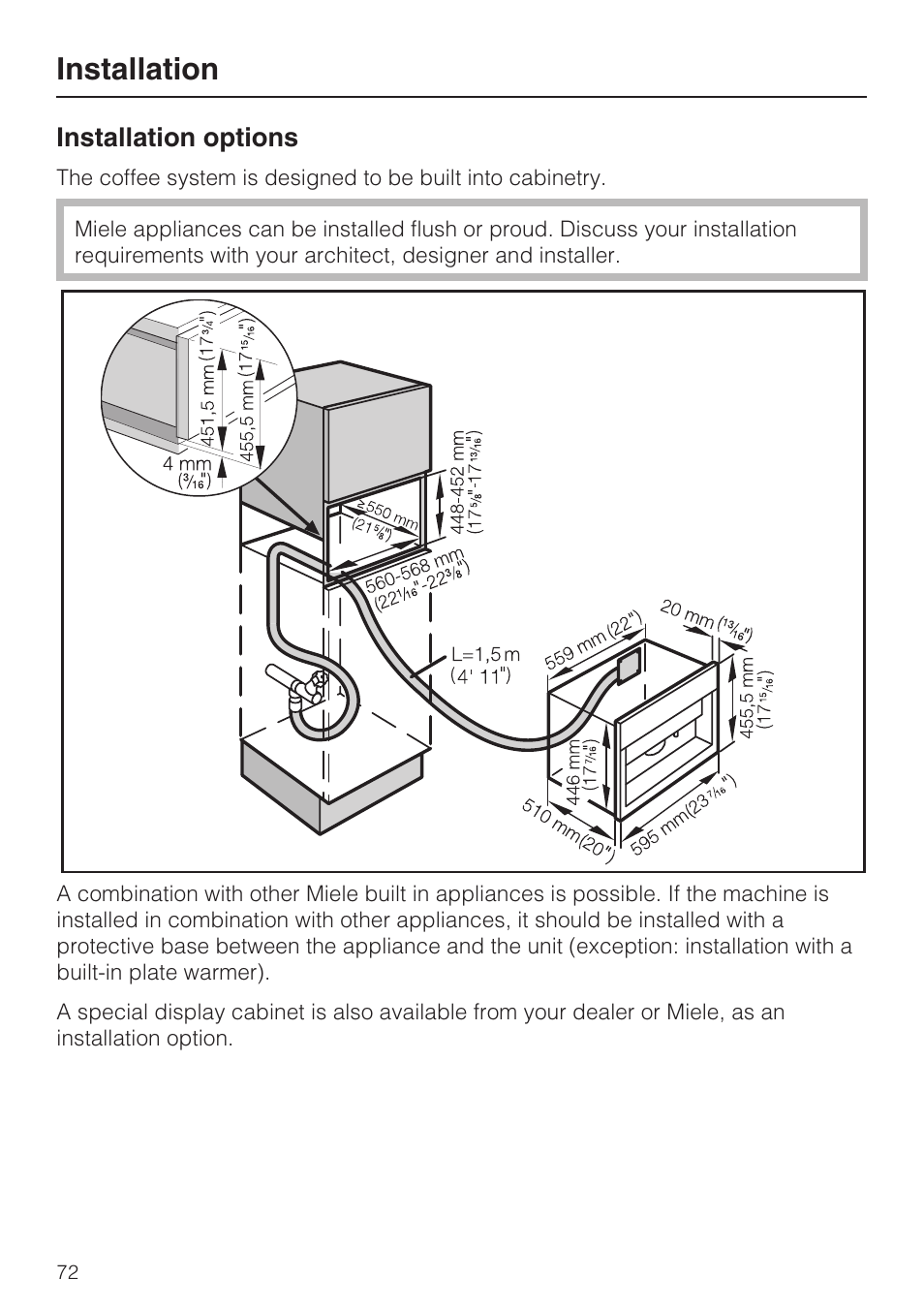 Installation 72, Installation | Miele CVA 4066 User Manual | Page 72 / 76