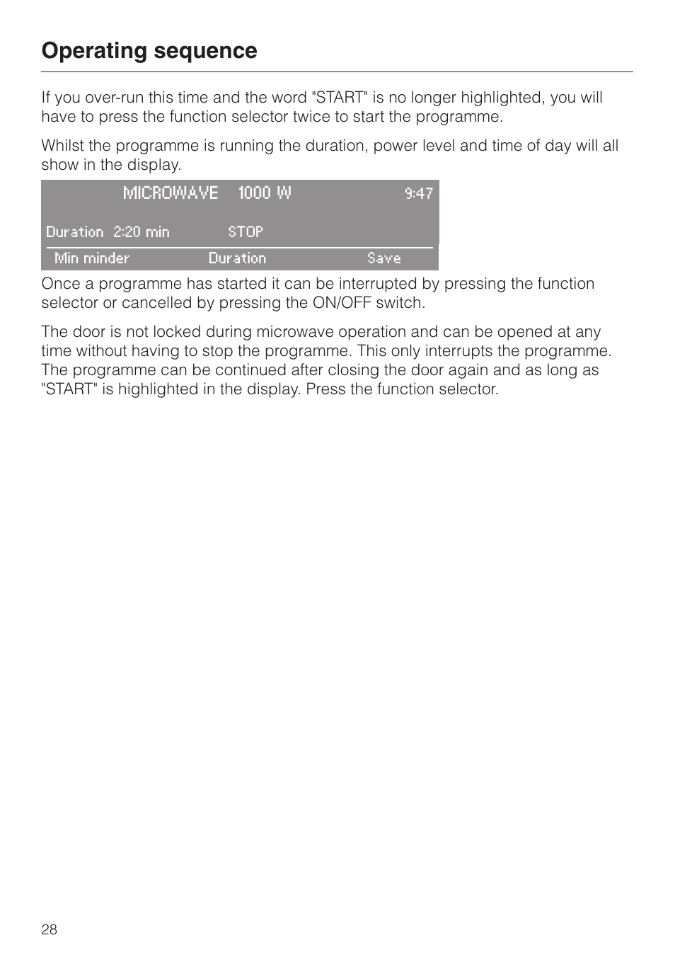 Operating sequence | Miele H 4050 BM User Manual | Page 28 / 80