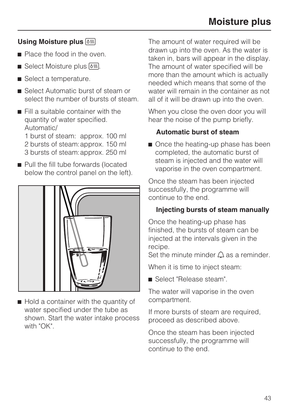 Using moisture plus d 43, Moisture plus | Miele H 5688 BP EN User Manual | Page 43 / 84