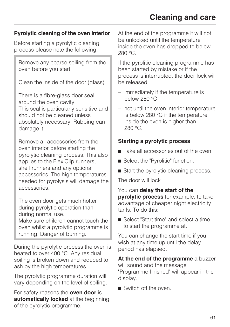 Cleaning and care | Miele H 5688 BP EN User Manual | Page 61 / 84