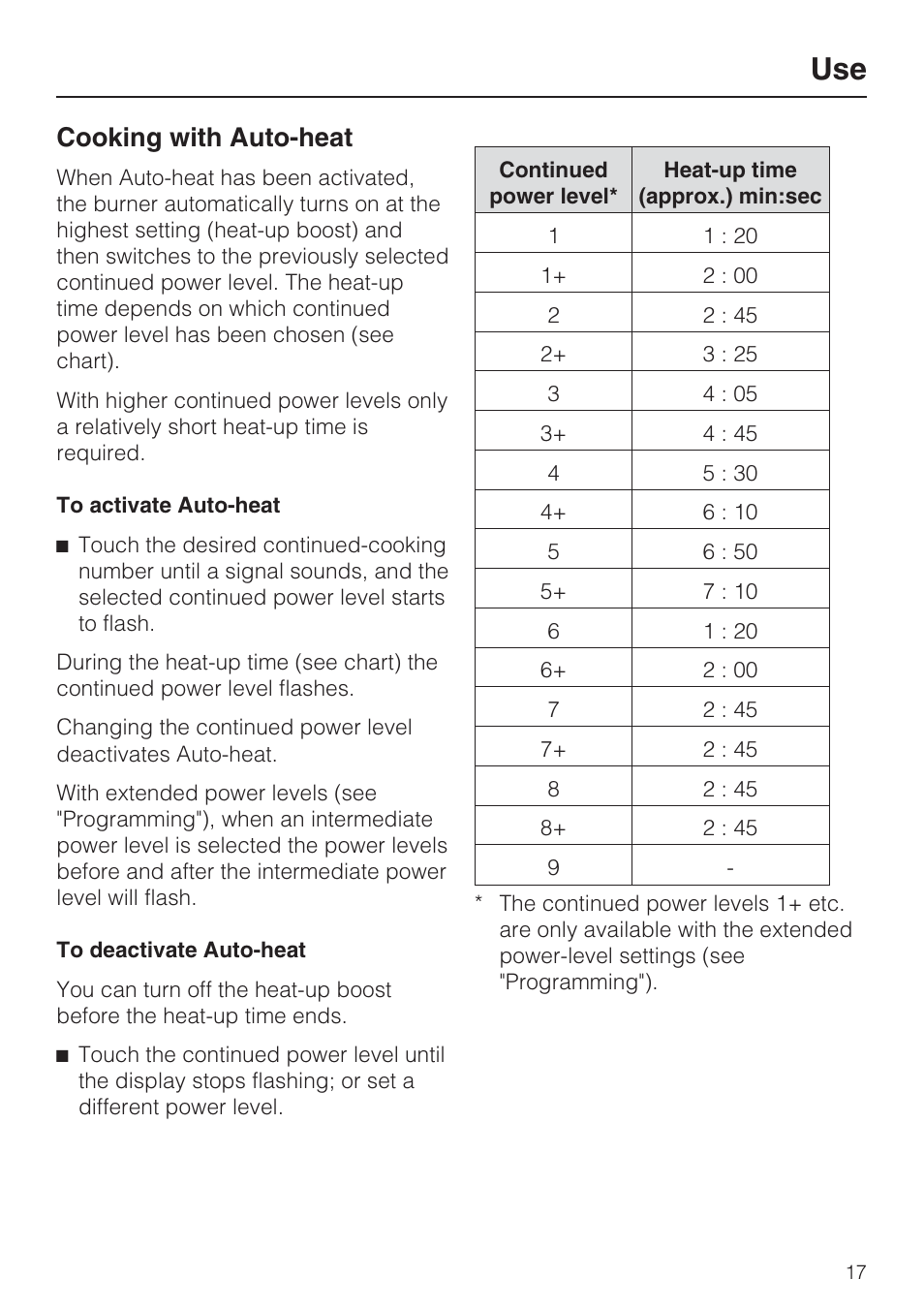 Cooking with auto-heat 17, Cooking with auto-heat | Miele KM 5860 User Manual | Page 17 / 56