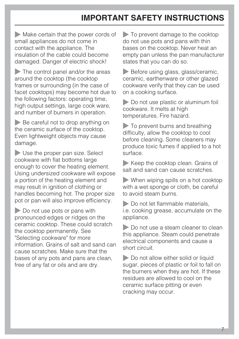 Important safety instructions | Miele KM 5860 User Manual | Page 7 / 56