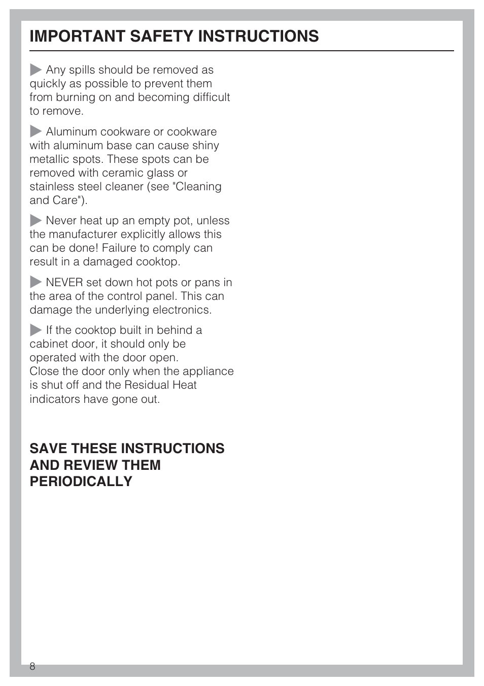 Important safety instructions | Miele KM 5860 User Manual | Page 8 / 56