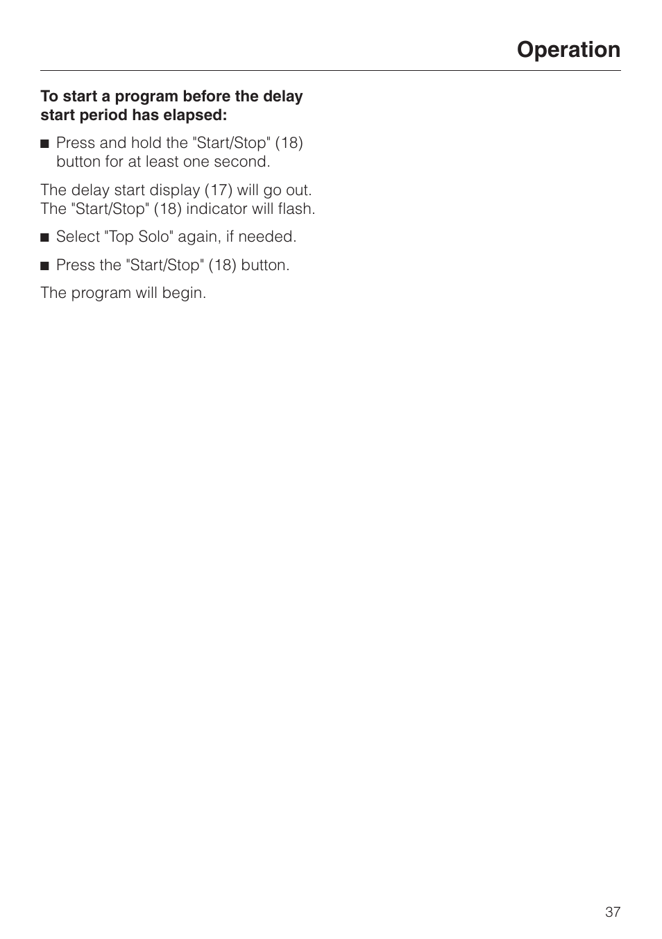 Operation | Miele TOUCHTRONIC G 694 SC User Manual | Page 37 / 56