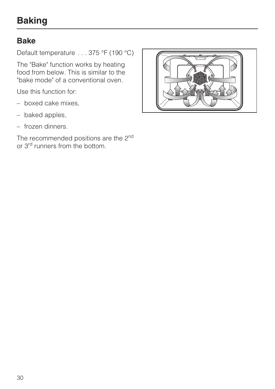 Baking, Bake | Miele H4842BP User Manual | Page 30 / 68
