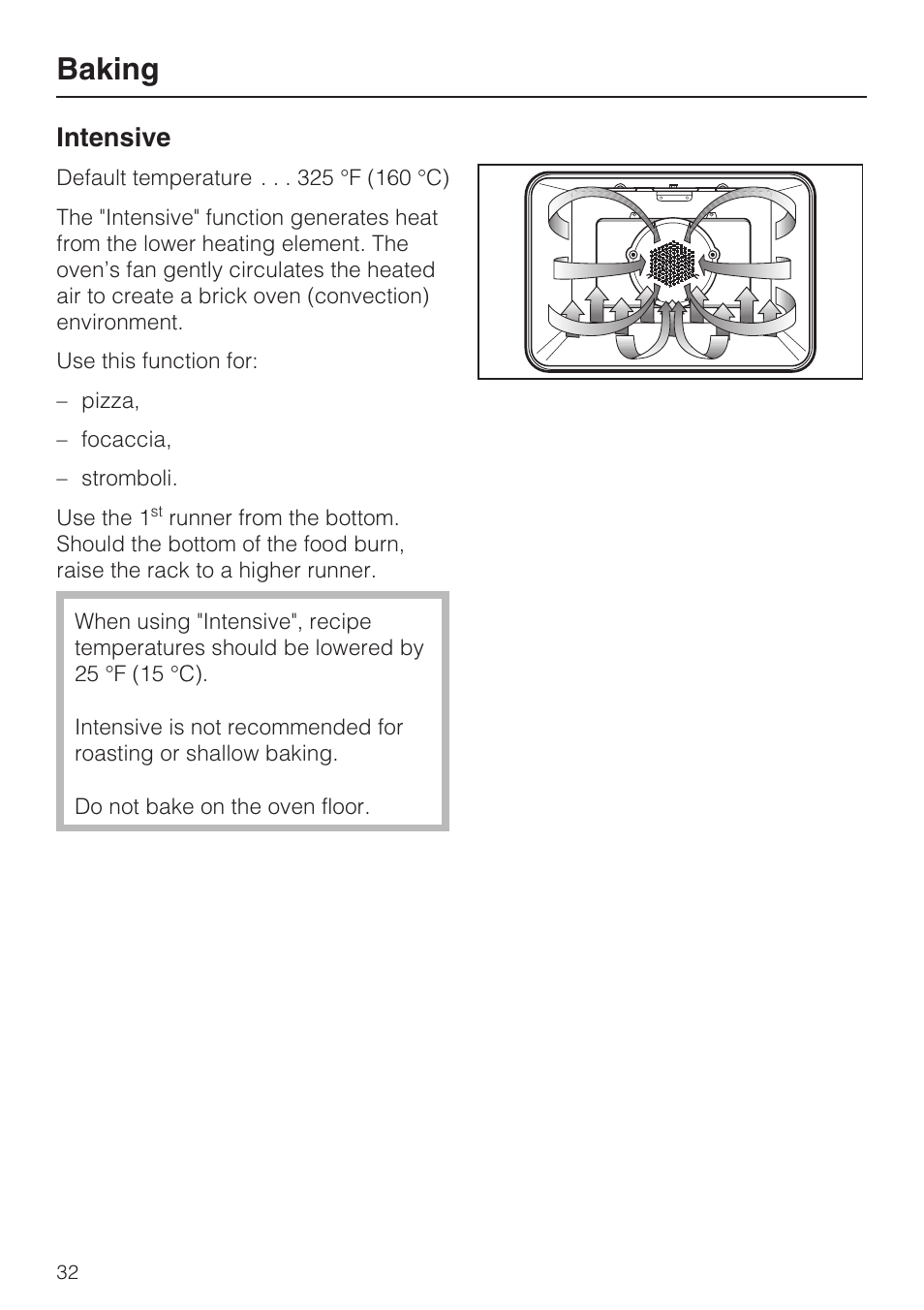 Baking, Intensive | Miele H4842BP User Manual | Page 32 / 68