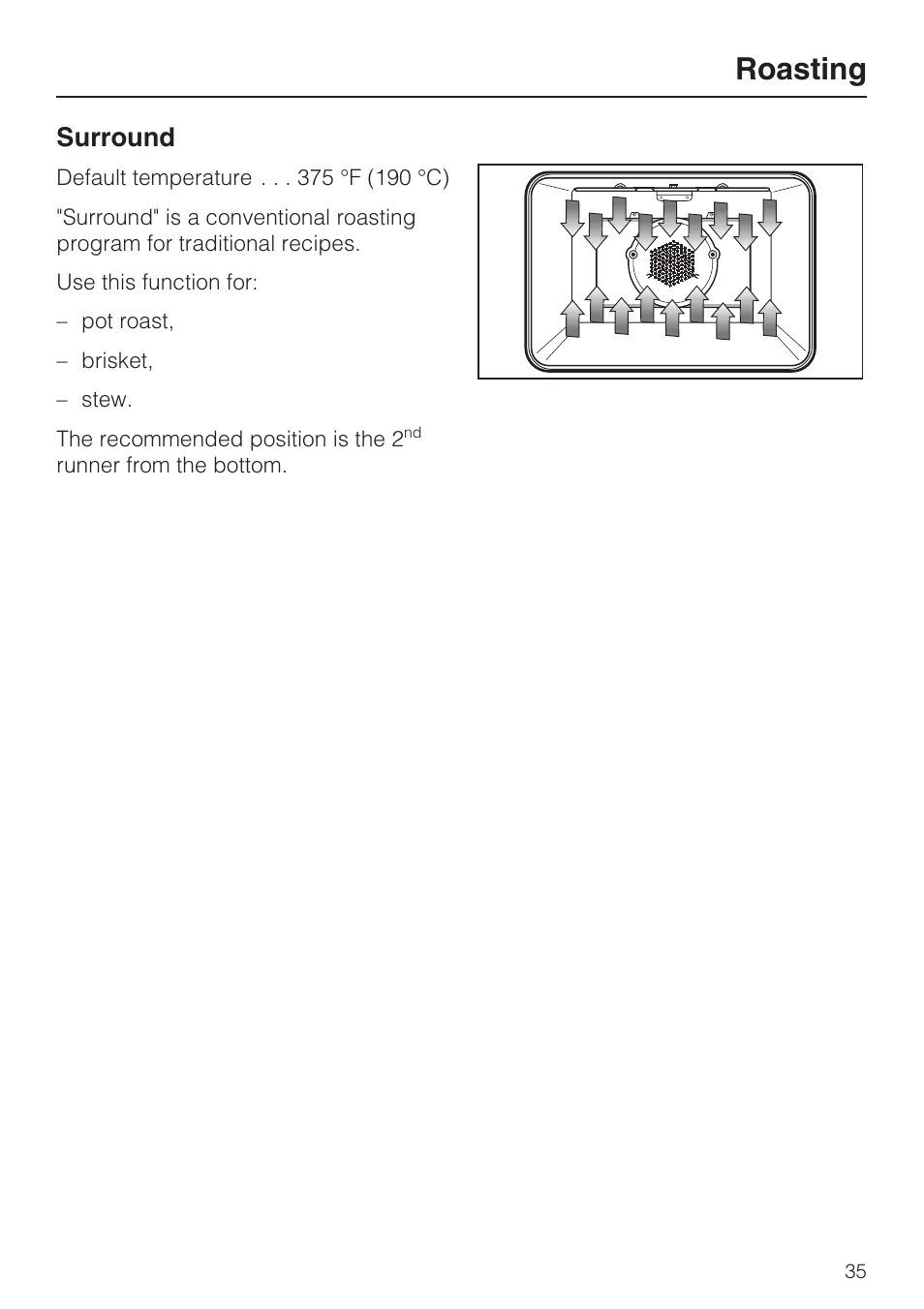 Roasting, Surround | Miele H4842BP User Manual | Page 35 / 68