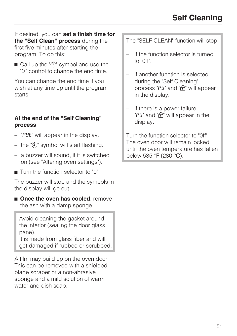 Self cleaning | Miele H4842BP User Manual | Page 51 / 68