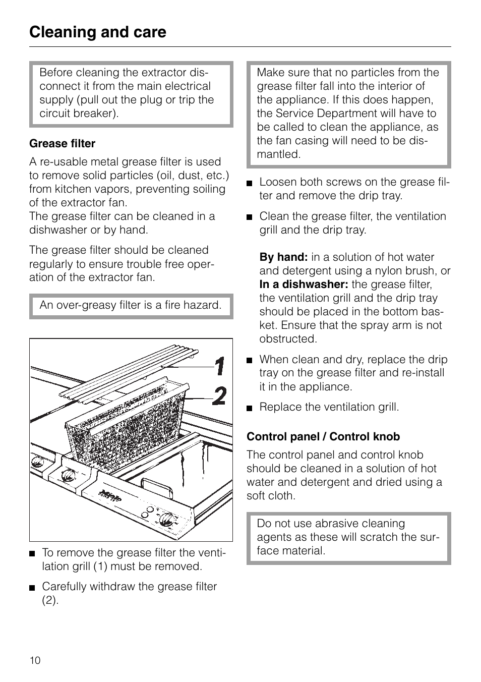 Cleaning and care | Miele DA 8-2 User Manual | Page 10 / 20