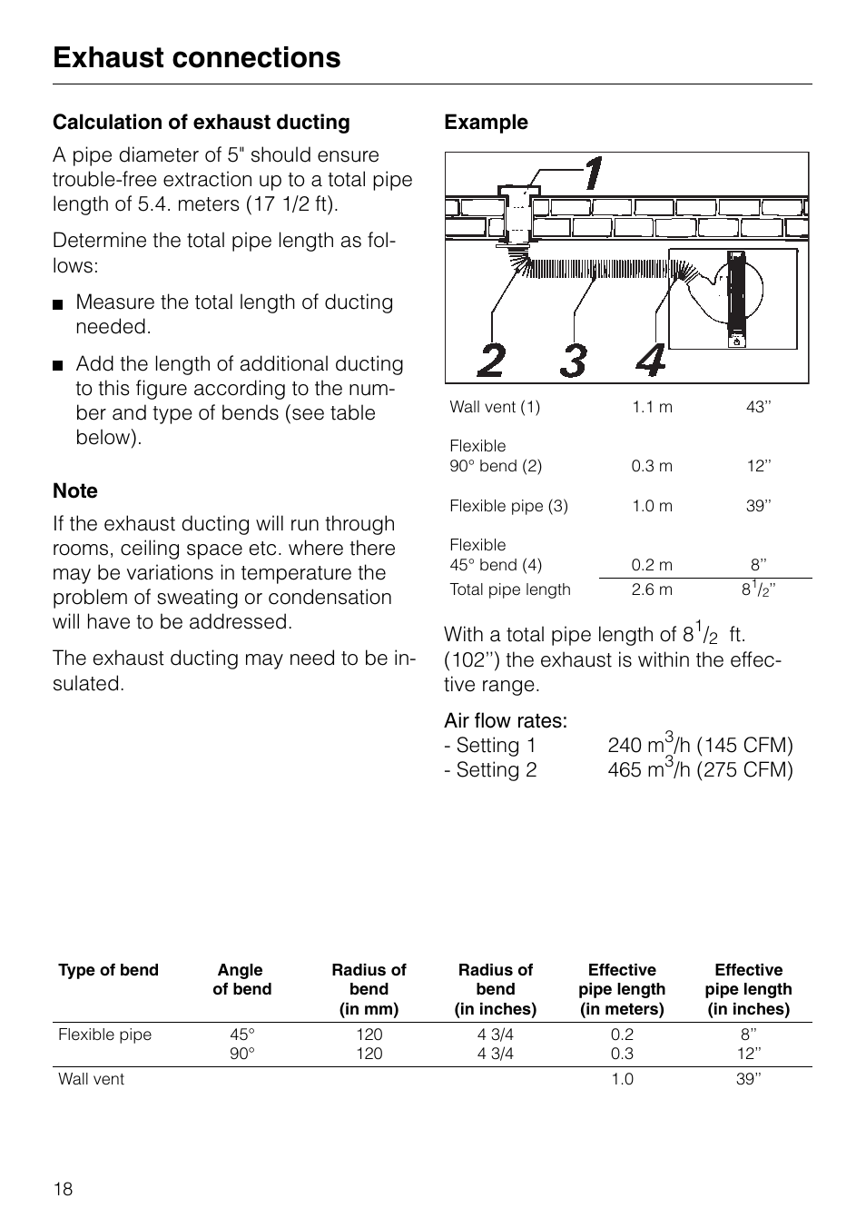 Exhaust connections | Miele DA 8-2 User Manual | Page 18 / 20