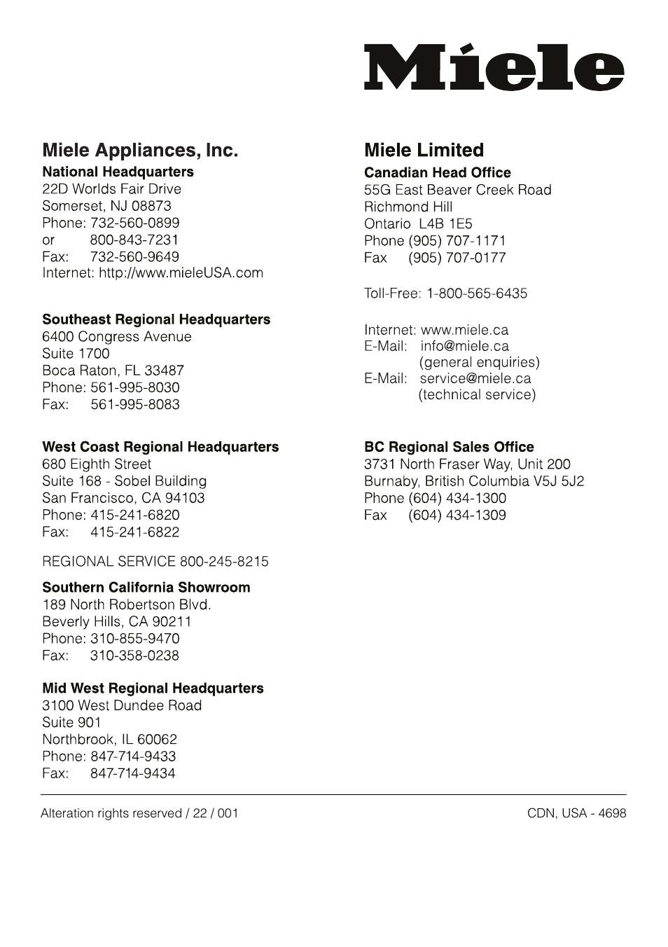 Miele DA 8-2 User Manual | Page 20 / 20