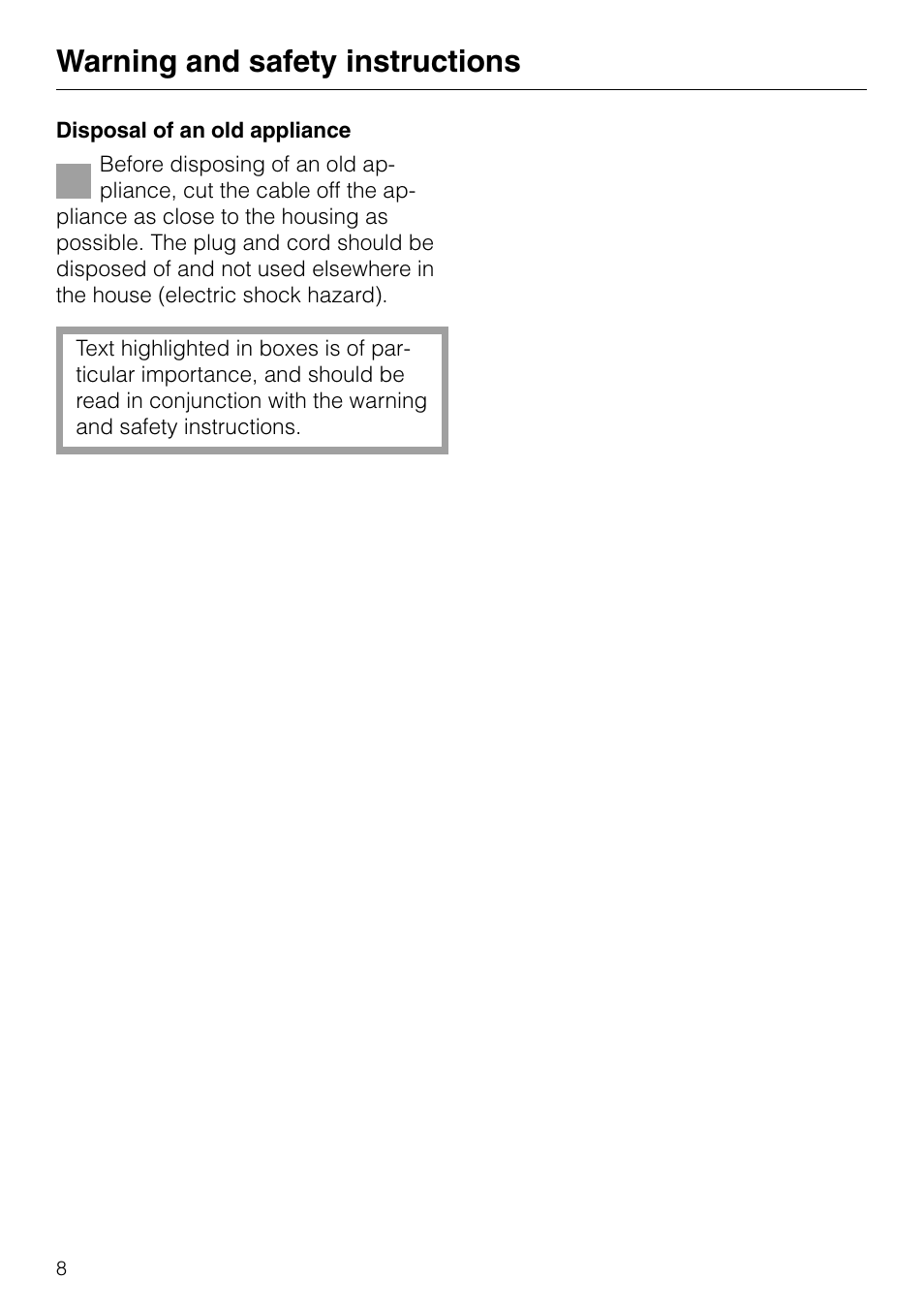 Warning and safety instructions | Miele DA 8-2 User Manual | Page 8 / 20