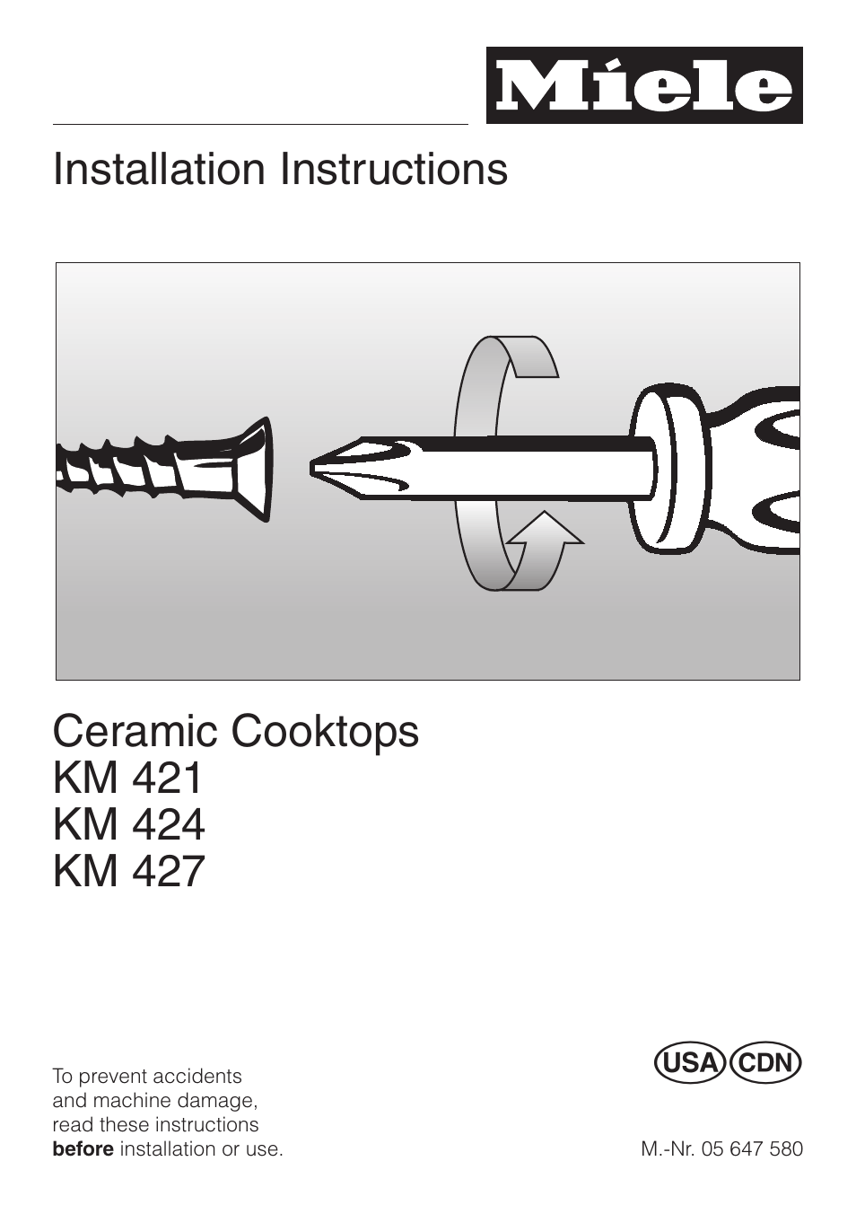 Miele KM421 User Manual | 12 pages