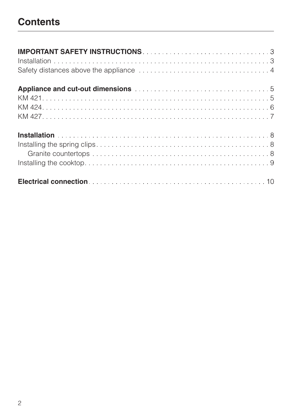 Miele KM421 User Manual | Page 2 / 12