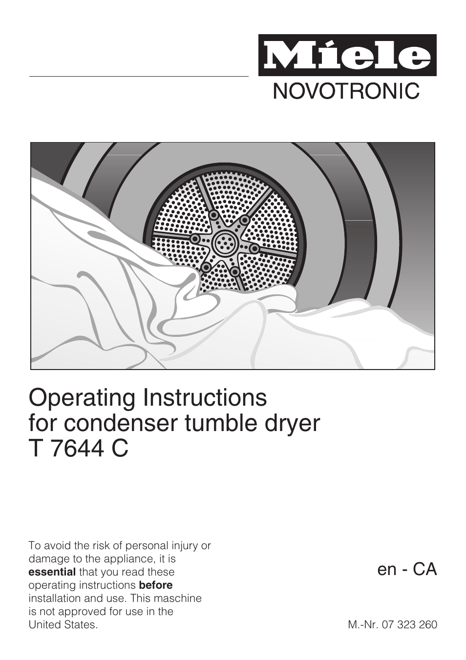 Miele NOVOTRONIC T 7644 C User Manual | 56 pages