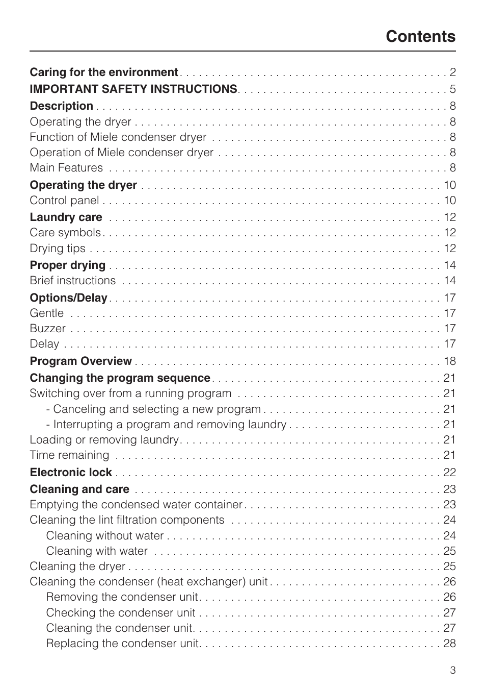 Miele NOVOTRONIC T 7644 C User Manual | Page 3 / 56